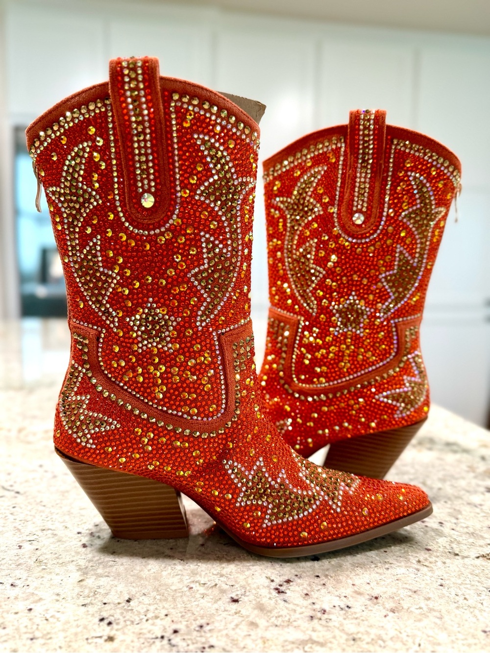 AZALEA WANG WOMEN'S ORANGE "SCOTT" WESTERN BOOTIES Cowboy Boots "NWT" - Picture 11 of 17